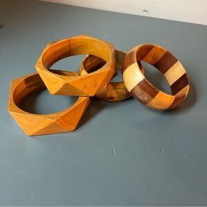 Vintage Wooden Bangle Bracelet Set